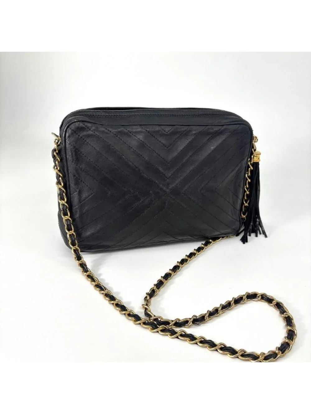 Chanel Stitch Lambskin Shoulder Bag Black